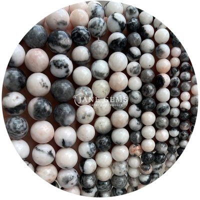 Großhandel Naturstein Runde Lockerperlen 8mm Rosa Zebra Jaspische Lockerperlen Tourmalin Runde Perlen Abstandsmesser für Schmuck