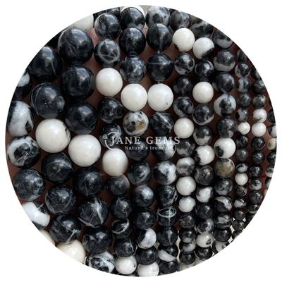 Großhandel Naturstein Runde Lockerperlen 8mm Rosa Zebra Jaspische Lockerperlen Tourmalin Runde Perlen Abstandsmesser für Schmuck
