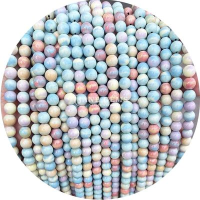 Großhandel Naturstein Runde Lockerperlen 8mm Rosa Zebra Jaspische Lockerperlen Tourmalin Runde Perlen Abstandsmesser für Schmuck