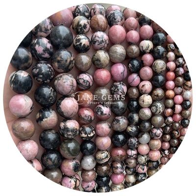 Großhandel Naturstein Runde Lockerperlen 8mm Rosa Zebra Jaspische Lockerperlen Tourmalin Runde Perlen Abstandsmesser für Schmuck