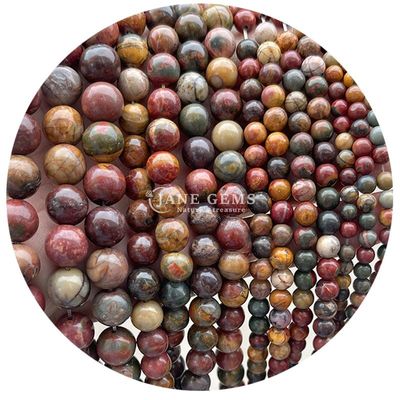 Großhandel Natürlicher Edelstein Runde Locker Perlen 8mm Hematit Locker Perlen Lava Stein Runde Achat Perlen Abstandsmessgeräte für Schmuck M