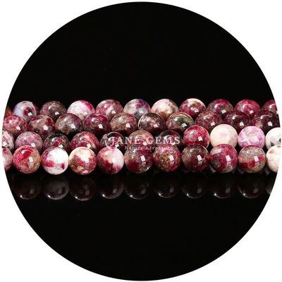 Großhandel Natürliche 2A Pflaumenblüten Tourmalin Runde Locker Perlen Mondstein Florit Sonnenstein Perlen Abstand für Schmuck