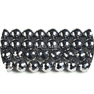 Großhandel Natürliche Edelsteine Runde Lockerperlen 8mm Blauer Gips Lockerperlen Runde Hematitperlen Abstandsgitter für Schmuckherstellung
