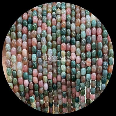 Indische Agate Grüner Punkt Zitrone Jade Edelstein Perle Natürliche Kristall Reis Form Stein Locker Perlen Stränge Für Armbänder