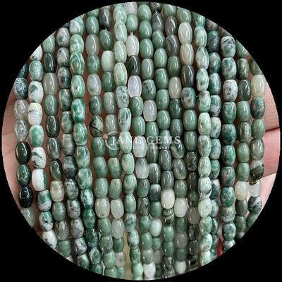 Indische Agate Grüner Punkt Zitrone Jade Edelstein Perle Natürliche Kristall Reis Form Stein Locker Perlen Stränge Für Armbänder