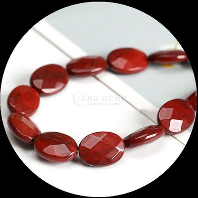 Stylische Indische Achat Rot Jaspischer Stein Locker Perlensträhnen Facetten ovale Form Edelstein Perlen