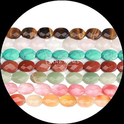 Faceted Oval Form Edelstein Perlen Naturkristall Howlite Schneeflocken Obsidian Stein Loose Perlen Stränge für Armbänder