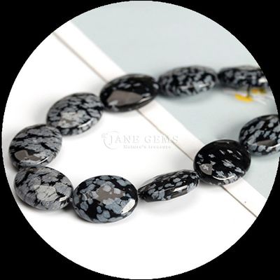 Faceted Oval Form Edelstein Perlen Naturkristall Howlite Schneeflocken Obsidian Stein Loose Perlen Stränge für Armbänder