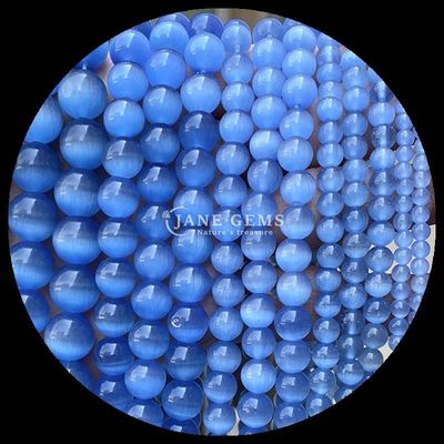 Runde Form Edelsteinperlen Farbfarben Blau Grün Orange Farbe Katzen Auge Locker Perlenstränge für Armbänder