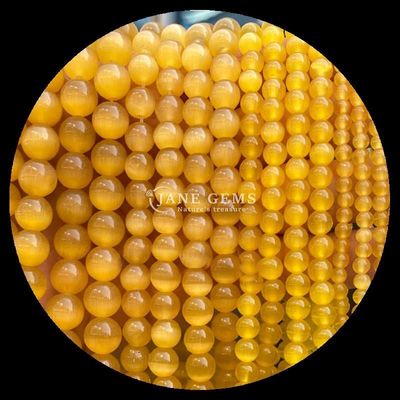 Gold Olivenblau Farbe Edelsteine Perle Runde Form Katzen Auge Locker Perlenstränge für handgefertigten Schmuck