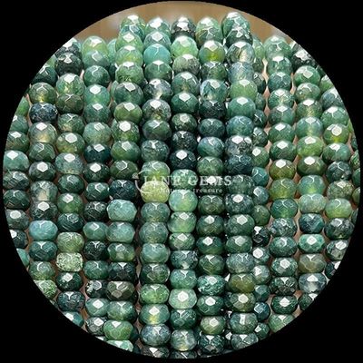 Indian Agate Grüner Punkt Natürlicher Edelstein Perlenstränge Natürlicher Edelstein Faceted Abacus Perlen für persönliche Geschenke