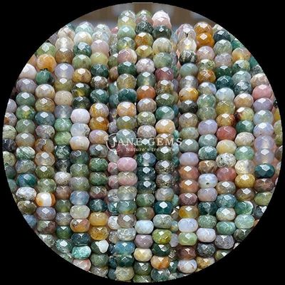 Indian Agate Grüner Punkt Natürlicher Edelstein Perlenstränge Natürlicher Edelstein Faceted Abacus Perlen für persönliche Geschenke