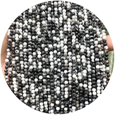 Heilende Energie Halbedelstein Glatte runde lose Perlen Zebra Jaspis Naturperlen Stränge für DIY
