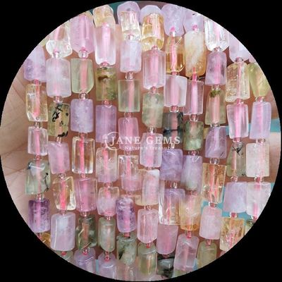 Edelsteine Perlen Naturkristall Erdbeere Quarz Edelstein Faceted Zylinderform Locker Perlenstränge für Schmuckherstellung