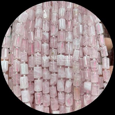 Edelsteine Perlen Naturkristall Erdbeere Quarz Edelstein Faceted Zylinderform Locker Perlenstränge für Schmuckherstellung