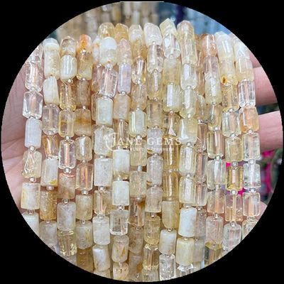 Edelsteine Perlen Naturkristall Erdbeere Quarz Edelstein Faceted Zylinderform Locker Perlenstränge für Schmuckherstellung