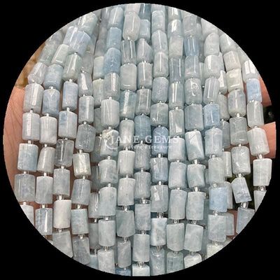 Edelsteine Perlen Naturkristall Aquamarin Prehnit Edelstein Faceted Zylinderform Locker Perlenstränge für die Schmuckherstellung