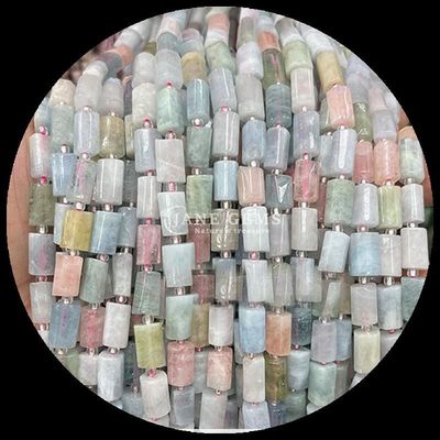 Edelsteine Perlen Naturkristall Aquamarin Prehnit Edelstein Faceted Zylinderform Locker Perlenstränge für die Schmuckherstellung