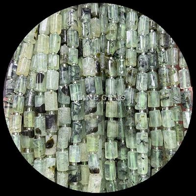 Edelsteine Perlen Naturkristall Aquamarin Prehnit Edelstein Faceted Zylinderform Locker Perlenstränge für die Schmuckherstellung