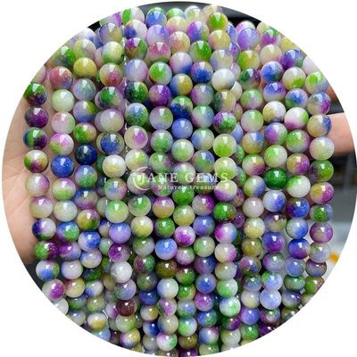 Runde Jades Farbe Chalcedon Stein Perlen Heilende Kristall Naturstein Locker Perlen Für DIY Schmuck machen