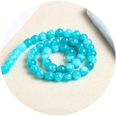 Xinjiang Chalcedony Bead Strands Rundförmiger Stein für Schmuck in Amazonasfarbe