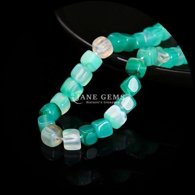 Quadratische Form Naturgemäste Perle Blau gestreifter Achat Locker Perlenstränge für Heilung und DIY Schmuck Ma