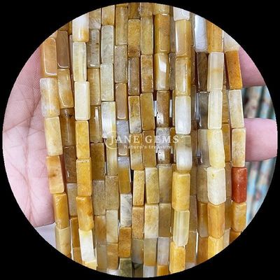 Rechteckige Quadratform Edelstein Perlenstränge Naturgelb Jade Rosa Aventurin