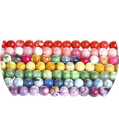 Verschiedene Farben Eisagate Glatte runde Form Locker Perlen für Schmuck und Handwerk