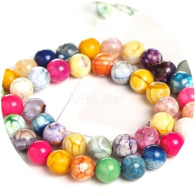 Verschiedene Farben Eisagate Glatte runde Form Locker Perlen für Schmuck und Handwerk