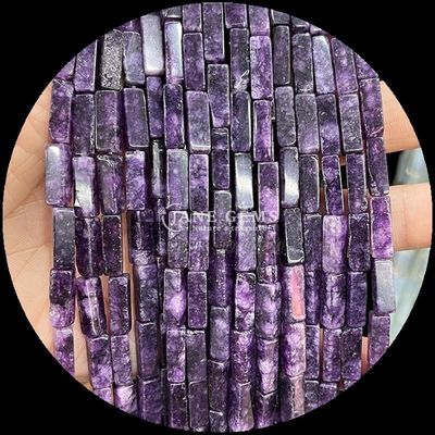 Polsterter Rechteck Gems Perlen Lila Chalcedony Karte Jasper 4x13mm für DIY Schmuck
