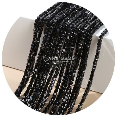Glatte Kristallloose Perlenstrang Silber Obsidian Tourmalin für das Handwerk