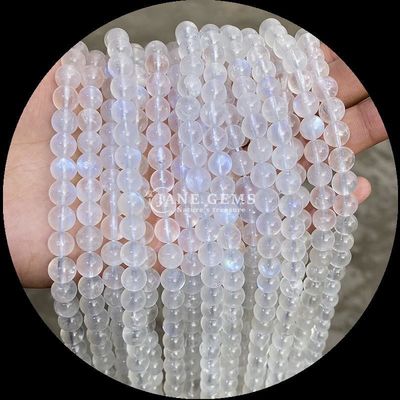 Natürlicher Edelstein mit rundem Schnitt Mondstein Fluorit Ozean Jaspis Loose Strands Perlen für DIY Schmuck