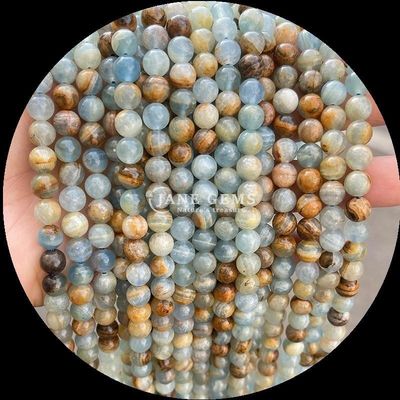Natürlicher Edelstein mit rundem Schnitt Mondstein Fluorit Ozean Jaspis Loose Strands Perlen für DIY Schmuck