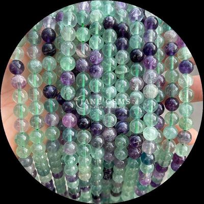Natürlicher Edelstein mit rundem Schnitt Mondstein Fluorit Ozean Jaspis Loose Strands Perlen für DIY Schmuck