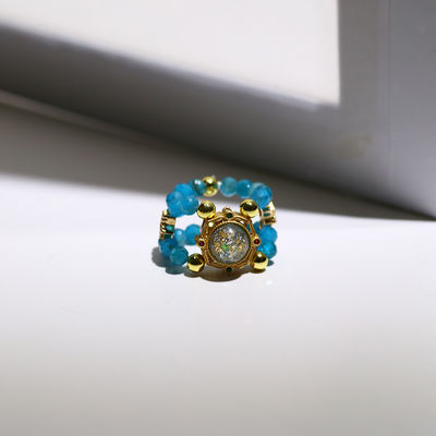 Facetten Apatit Kristall Perlen Ring Edelsteine Armband für Entgiftung und emotionale Stabilität
