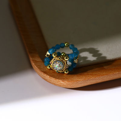 Facetten Apatit Kristall Perlen Ring Edelsteine Armband für Entgiftung und emotionale Stabilität