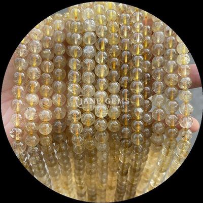 Runde Perlen in unterschiedlichen Farben Natürlicher Rosenquarz Gold Rutilierter Quarz für Schmuck