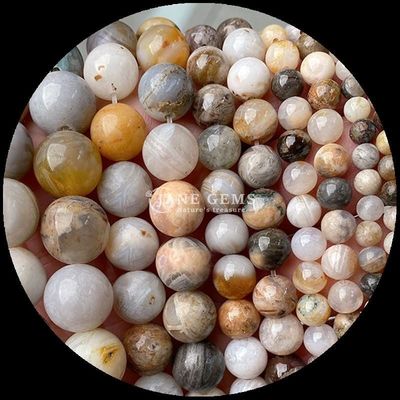 Runde Form 8mm Naturgemäuste Perlen Verschiedene Achatperlen Karnelien Gelb gestreifter Achat Locker Perlenstrang für DIY Schmuck