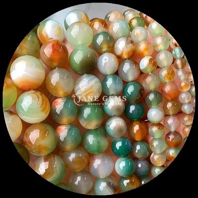 Runde Form 8mm Naturgemäuste Perlen Verschiedene Achatperlen Karnelien Gelb gestreifter Achat Locker Perlenstrang für DIY Schmuck