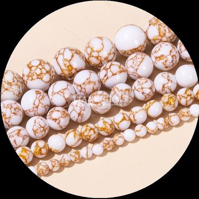 Farbe rund Form Edelsteine Perle Goldlinie Türkis Locker Perlen Stränge für DIY Geschenk