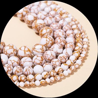 Farbe rund Form Edelsteine Perle Goldlinie Türkis Locker Perlen Stränge für DIY Geschenk
