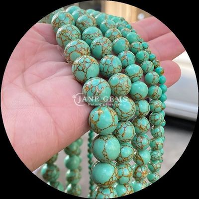 Farbe rund Form Edelsteine Perle Goldlinie Türkis Locker Perlen Stränge für DIY Geschenk