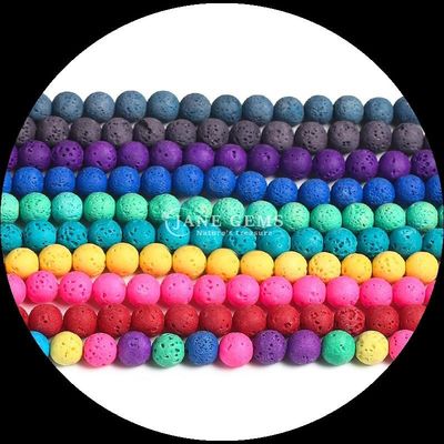 Mehrfarbiger Edelstein Verschiedene Farben Natürlicher Lava-Stein Heilstein Loose Bead Strands für DIY Schmuck