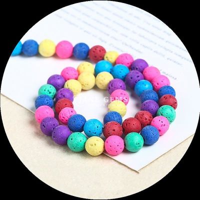 Mehrfarbiger Edelstein Verschiedene Farben Natürlicher Lava-Stein Heilstein Loose Bead Strands für DIY Schmuck