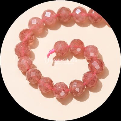 Mehrfarbige Edelsteine Perlen Natürlicher Edelstein Perlen Zitron Erdbeere Quarz Faceted Round Loose Bead Strands