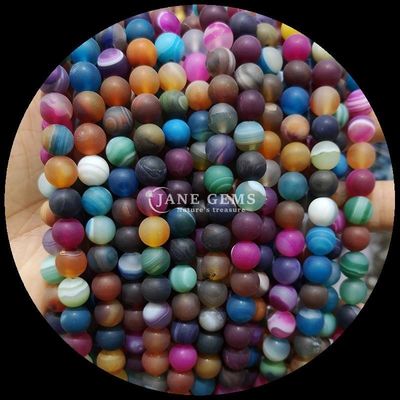 Natürlicher Edelstein Verschiedene Banden Agat Frosted Round Agat Loose Bead Strands Die perfekte Ergänzung zu Ihrer Halskette Kollektion