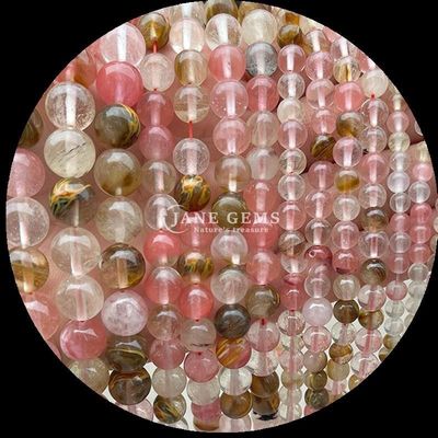 Runde Form Edelsteine Perlen Natürlicher Edelstein Perlen Polster Rhodonit Locker Perlenstränge für exquisite Schmuckkollektionen