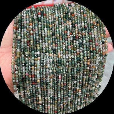 Natürliche Edelsteine Perlen rund geschnitten Facetten Kristall Heilung Mini-Edelsteine Moos Achat Schneeflocken Obsidian Verschiedene lose Perlen Stränge ideal für handgefertigte Accessoires