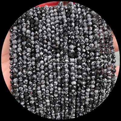 Natürliche Edelsteine Perlen rund geschnitten Facetten Kristall Heilung Mini-Edelsteine Moos Achat Schneeflocken Obsidian Verschiedene lose Perlen Stränge ideal für handgefertigte Accessoires