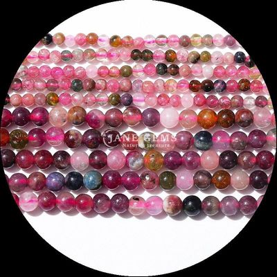 Edelsteine Perlen 4mm Vielfarbig Verschiedene Naturkristallstein Mini Rund Tourmalin Locker Perlen Stränge für Kundenanforderungen